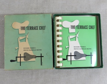 Vintage Cookbook-Retro Recipe Book-1950s BBQ Cookbook- The Terrace Chef Barbeque Recipes -Gift for Chef
