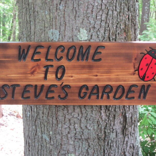Personalized Garden Sign,  Custom Sign, Handmade, Rustic Wood Garden Sign, Rustic Finish, Indoor-Outdoor Sign