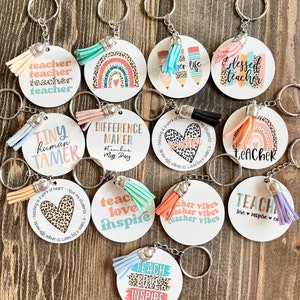 JKCEDesigns Teacher Gift, Teaching Is A Work of Heart Keychain, Clip on Keychain, Charm Keychain, New Teacher Gift, End of School Gift, Back to School