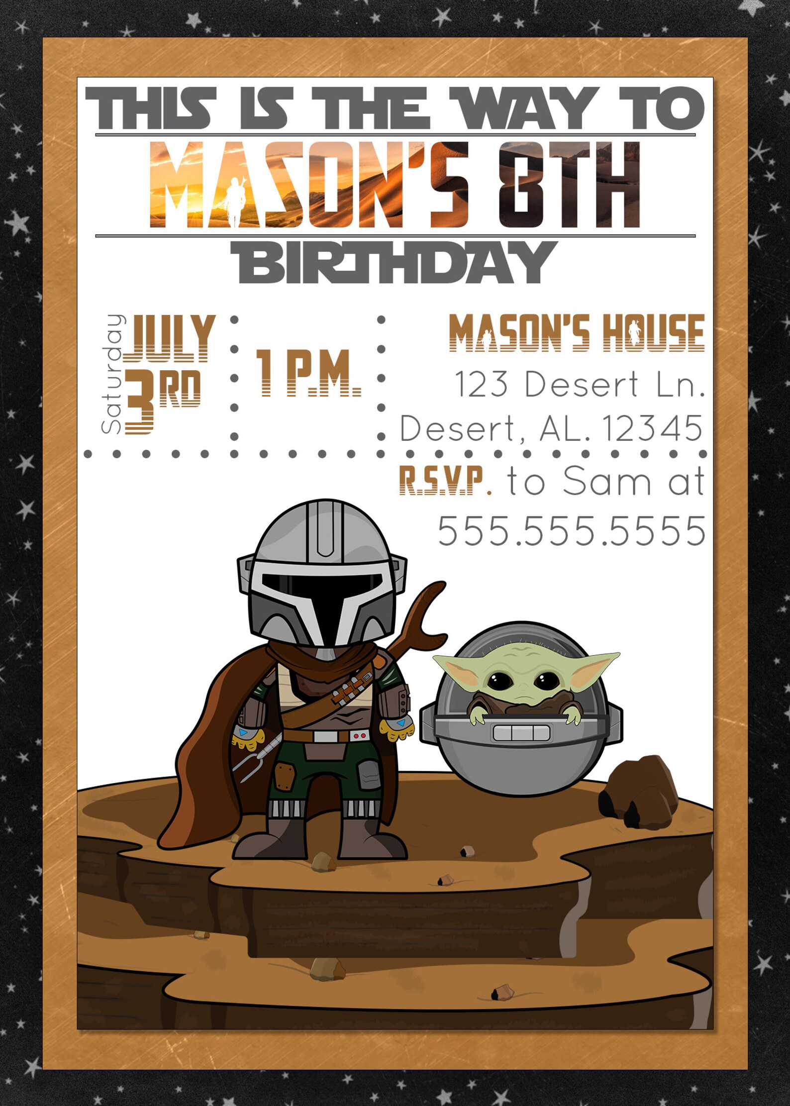Mandalorian Birthday Invitation Digital File | Etsy