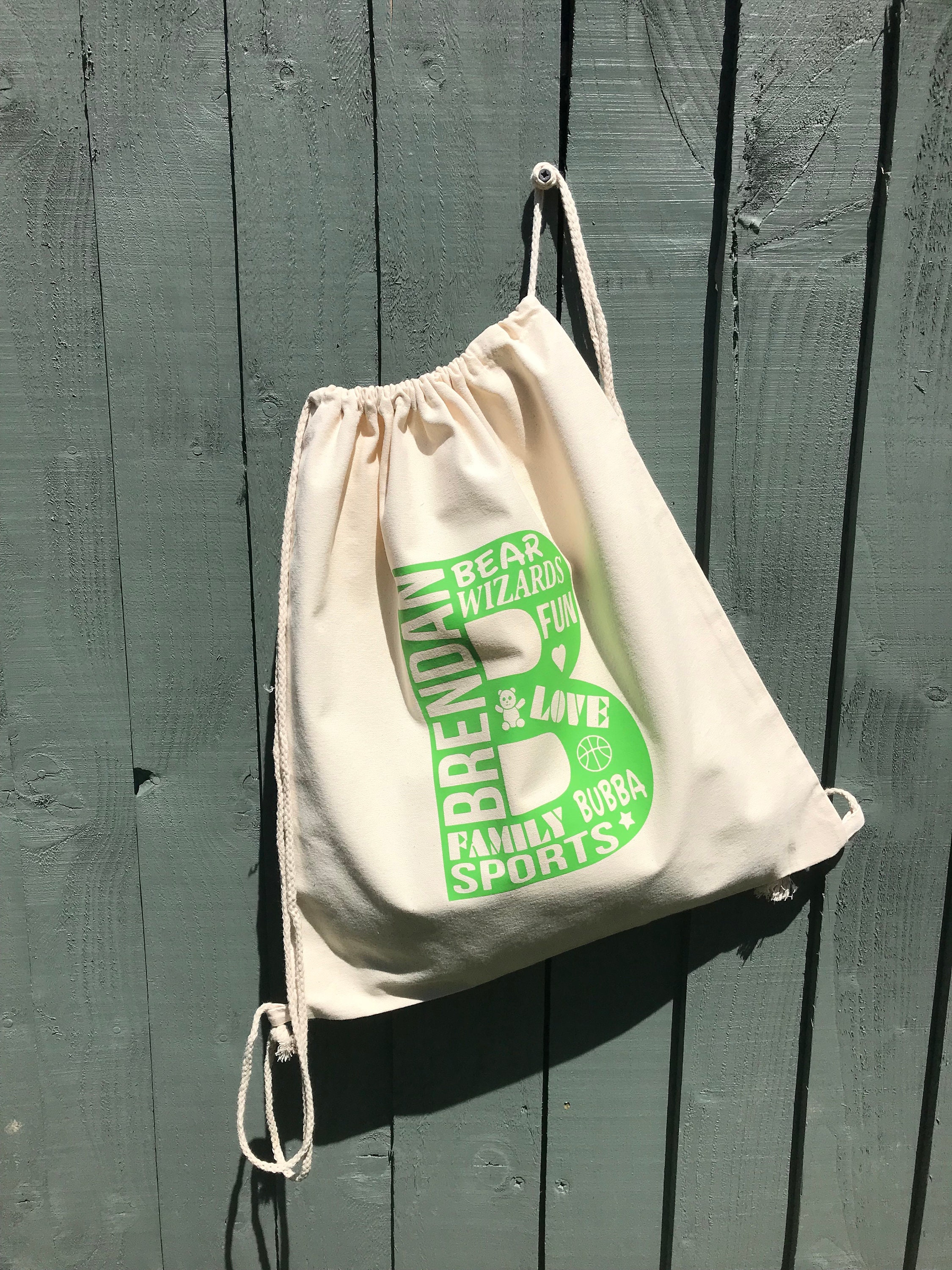 Personalised Letter Drawstring Bag Kids Bag School Bag PE Etsy