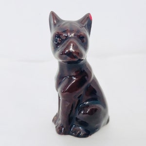Vintage Small Brown Boxer Dog Ceramic Pottery Statue Figurine Paperweight