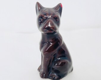 Vintage Small Brown Boxer Dog Ceramic Pottery Statue Figurine Paperweight