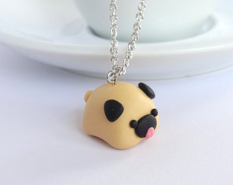 Pug necklace, funny chubby chonky fat pet dog, pug mom/dad/lover gift, furbaby charm/pendant, kawaii cute miniature animal present ideas,