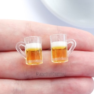 Beer mug stud earrings, funny miniature tiny little beverage glass jewely Oktoberfest, gag gift present alcohol, beer lover earstuds small