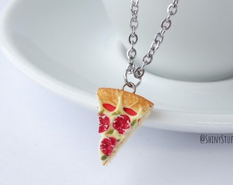 Pizza slice necklace handmade realistic polymer fast food charm cute gift miniature charm pepperoni accessory pizza is love pizza is life