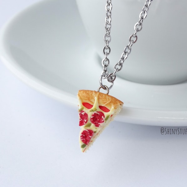 Pizza Scheibe Halskette handgemacht realistisch Polymer Fast Food Charm niedlich Geschenk Miniatur Charm Pepperoni Accessoire Pizza ist Liebe Pizza ist das Leben