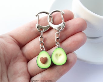 Avocado friendship keychain heart set of two, asymmetric bff best friend gift, present for couples, siblings, millennial funny cute ideas