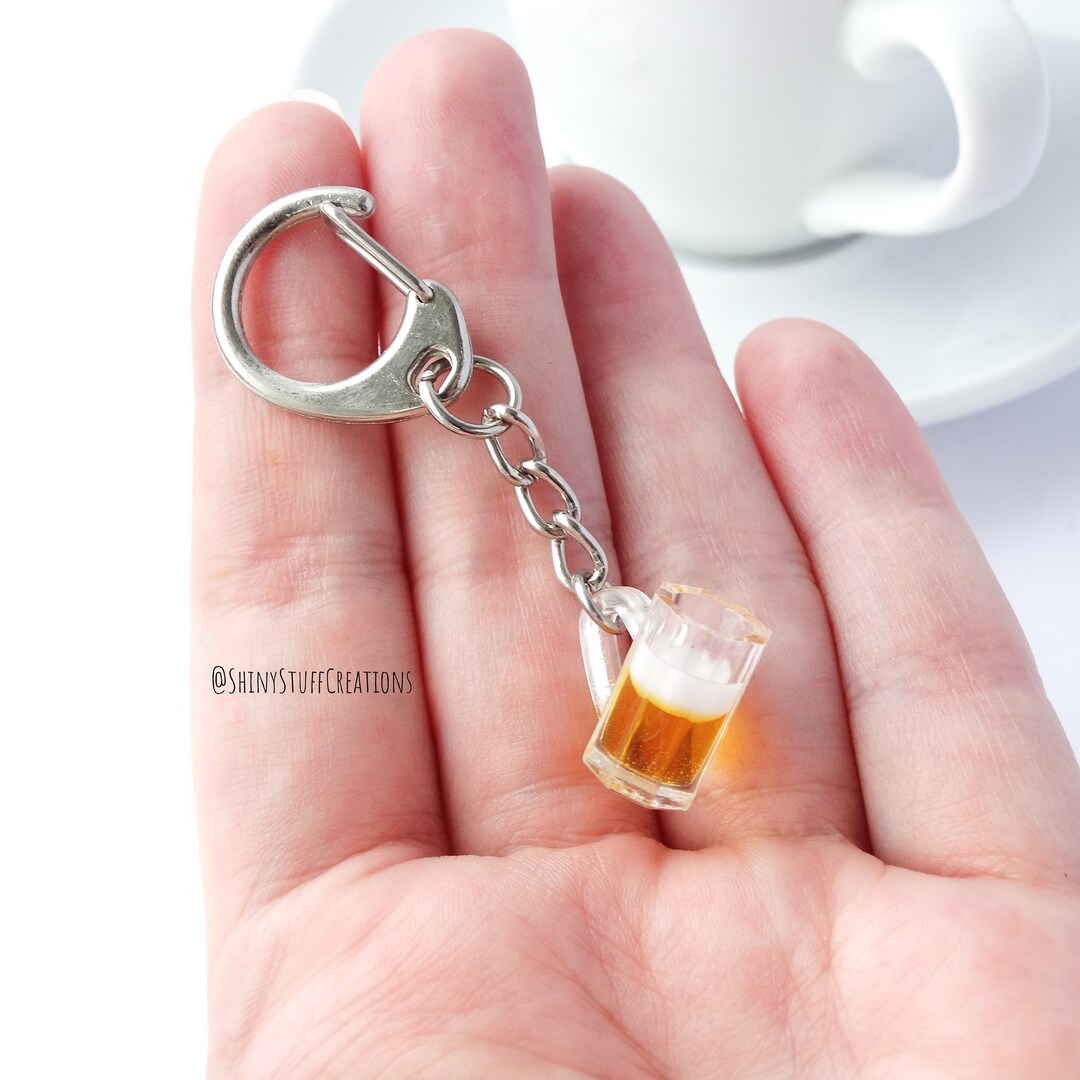 Beer Mug Keychain Zipper Charm, Funny Miniature Tiny Little Beverage
