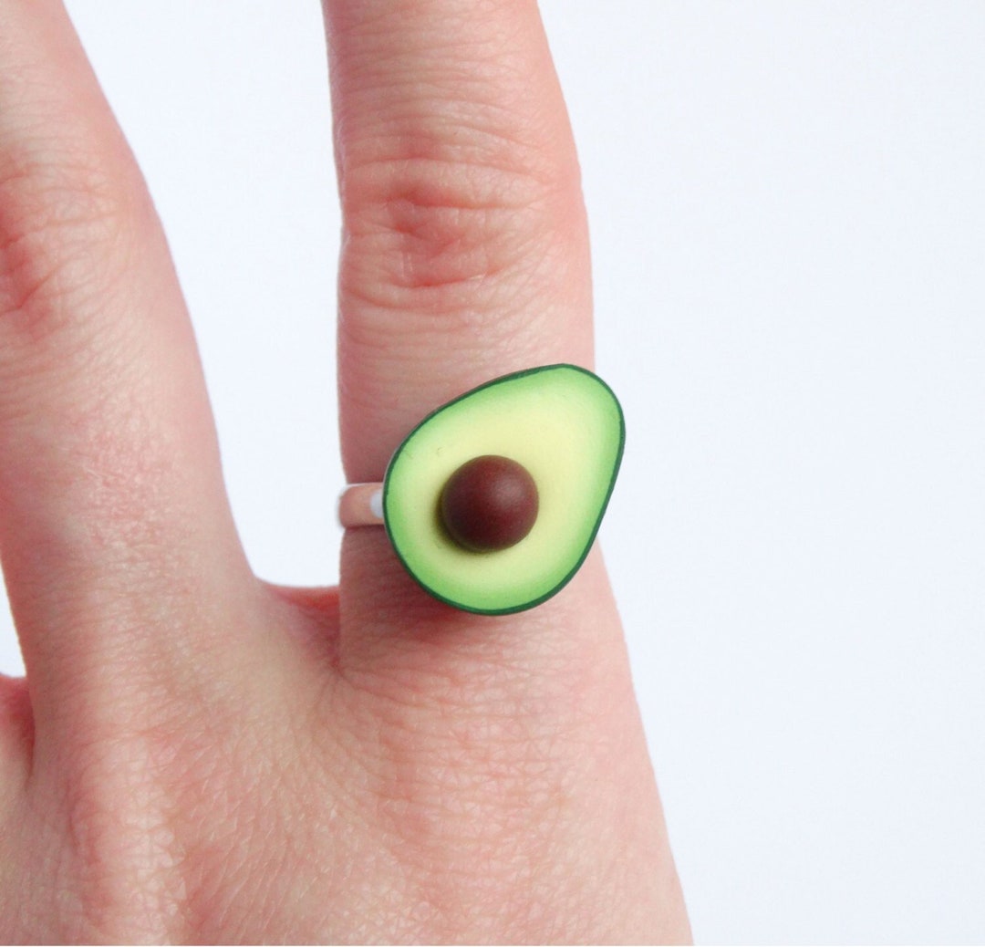 Avocado Ring Adjustable, Cute Miniature Food Vegetable Fruit, Big