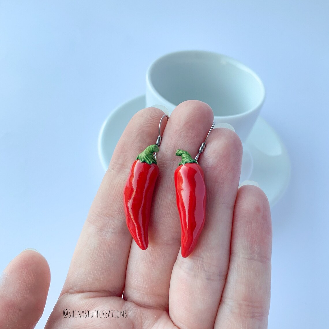 Funny Red Chili Pepper Earrings Drop Red Pepper Spicy Lover Etsy