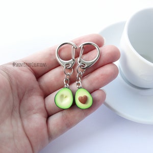 Avocado friendship keychain heart set of two, asymmetric bff best friend gift, present for couples, siblings, millennial funny cute ideas image 4