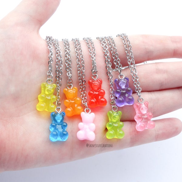 Grappige gummibeer ketting, gekke snoep hanger, kleurrijke kinder meisjes sieraden, vrolijke kinderfeestje kleur miniatuur eten