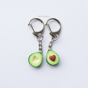 Avocado friendship keychain heart set of two, asymmetric bff best friend gift, present for couples, siblings, millennial funny cute ideas image 3