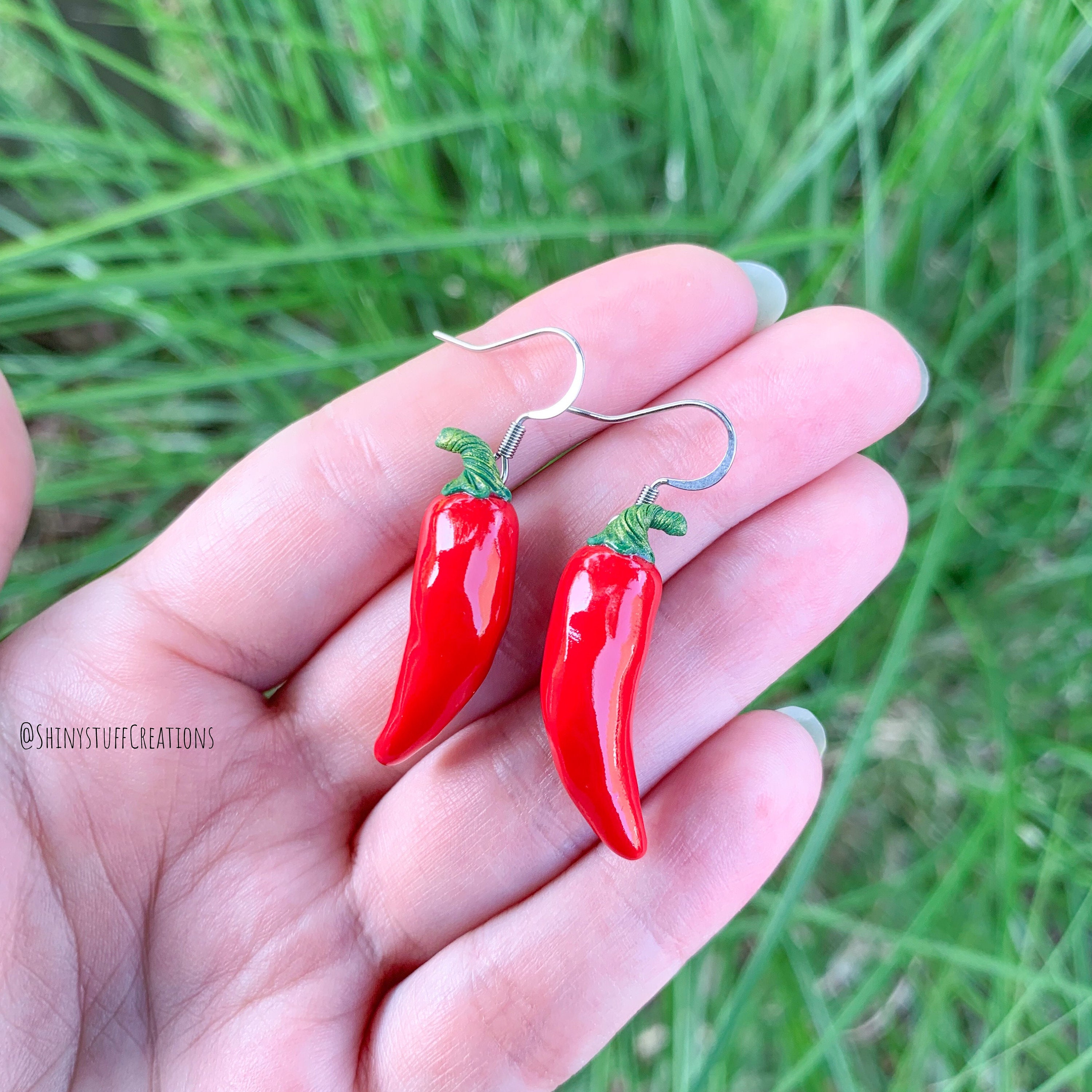 Funny Red Chili Pepper Earrings Drop Red Pepper Spicy Lover Etsy