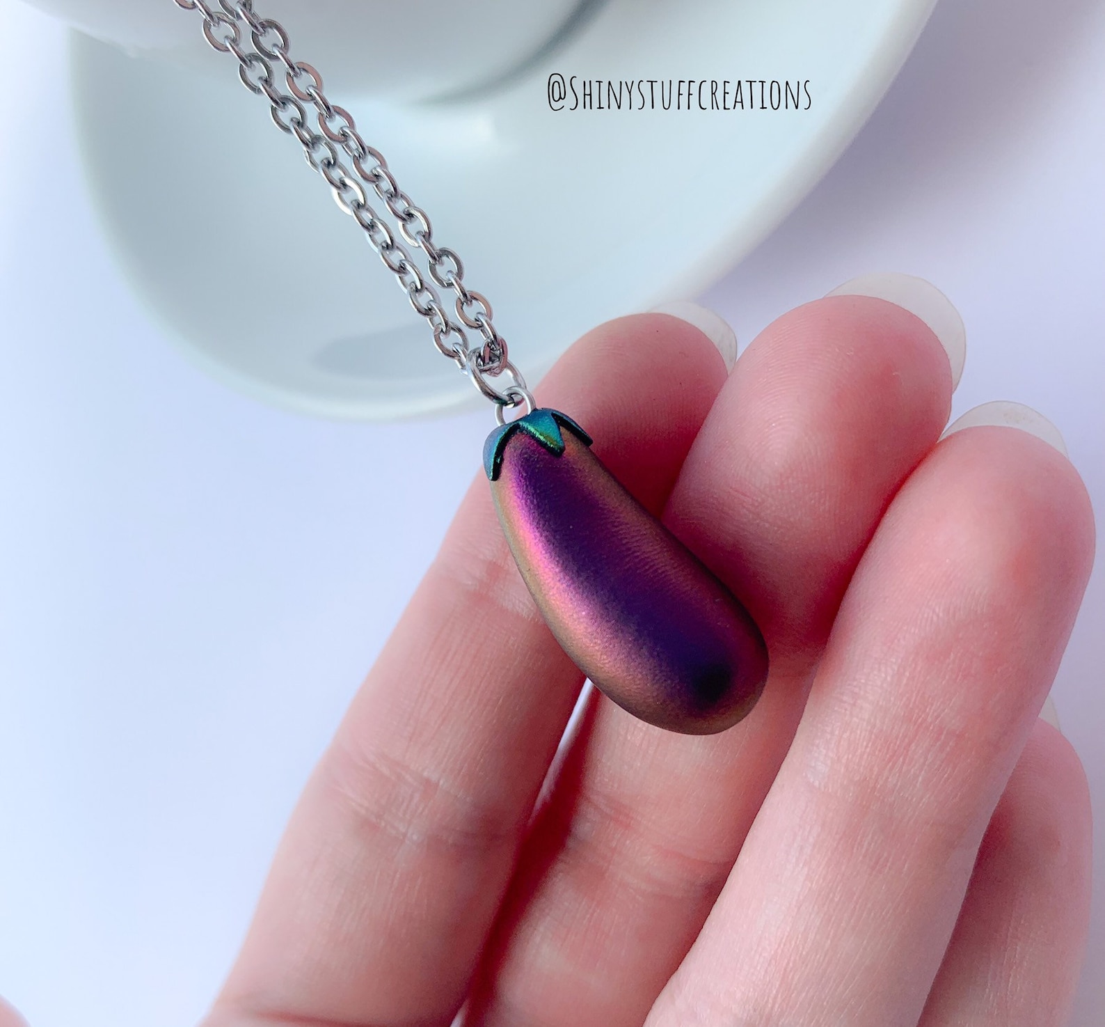 Purple Eggplant Necklace Emoji Vegetable Charm Pendant Funny Etsy