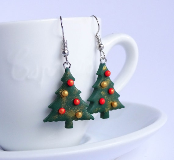 Red Green and Gold Christmas Earrings