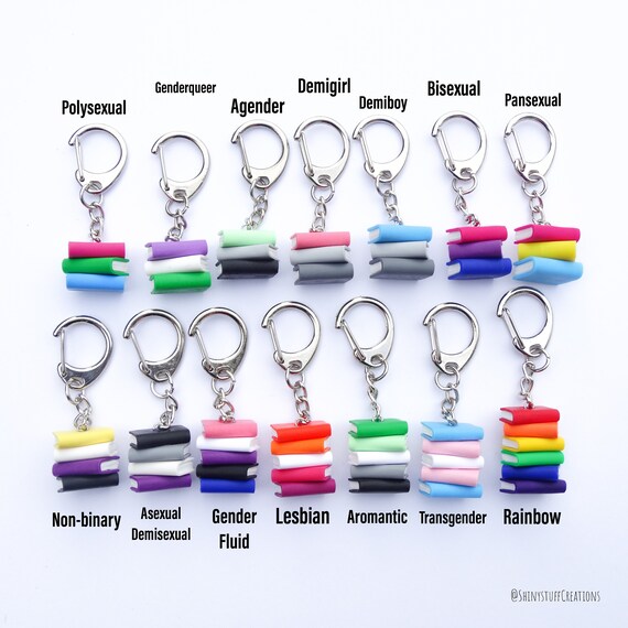 Subtle Lqbtq Pride Flag Book Keychains Lesbian Nonbinary Etsy