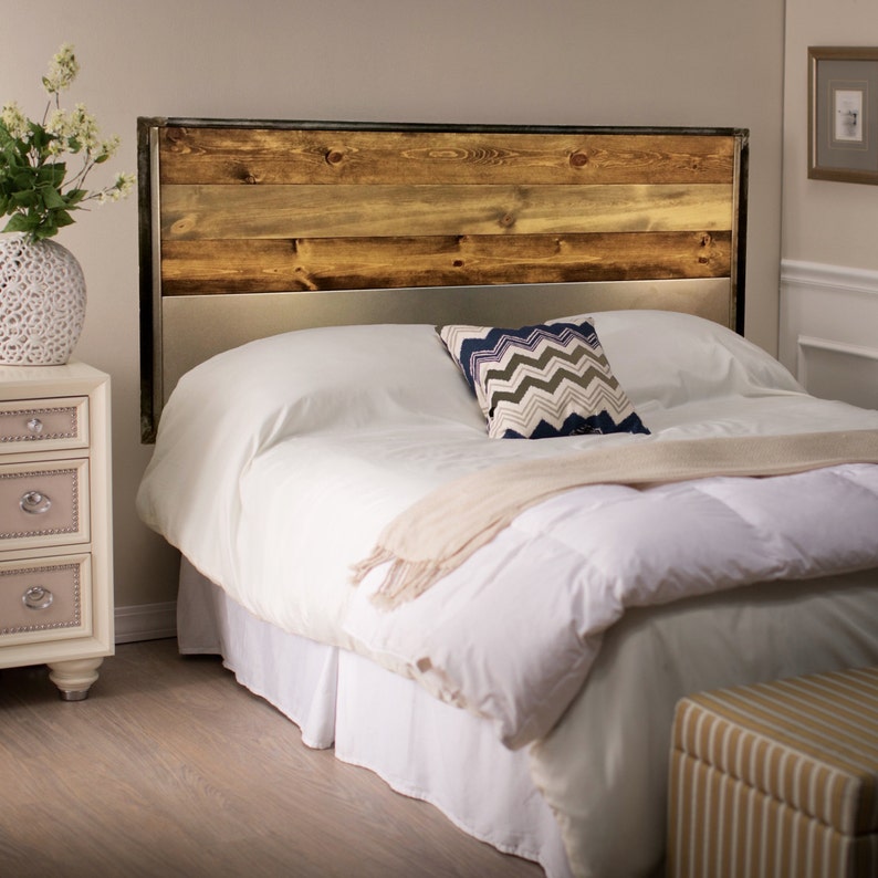 King Size Headboard Bedroom Furniture Wood Metal Image 0