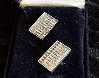 Vintage telraamontwerp gesigneerd sterlingzilver herenmanchetknopen Hong Kong scharnierkralen Vaderdagcadeau scharnierkralen