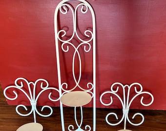 Candle Holders Shabby Chic Cottage Set Of 3 Wrought Iron Wall Mount Entry Way C