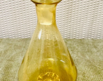 Vintage Amber Glass Perfume Dauber Bottle, Ruffled Footed Base