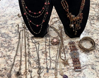 Lot Of 15 Curated Untangled Boho Gypsy Hippie Jewelry Bronze Brass Tones J