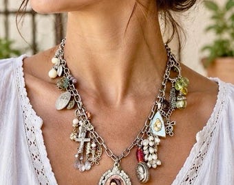 Vintage Our Lady Of Guadalupe Charm Necklace – Artisan Made Faith Jewelry 19”