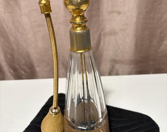 Art Deco Signed Moser 1930’s Perfume Atomizer 22” Tall Clear Crystal Highly Collectible Hard To Find