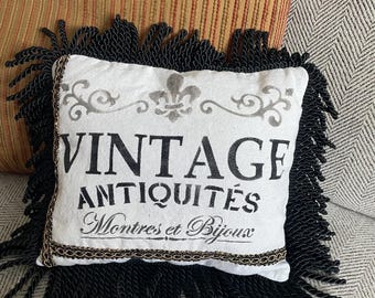 Drop Cloth Canvas Toss Pillow For The Antique Lover In Your Life Approx 12”X 10”