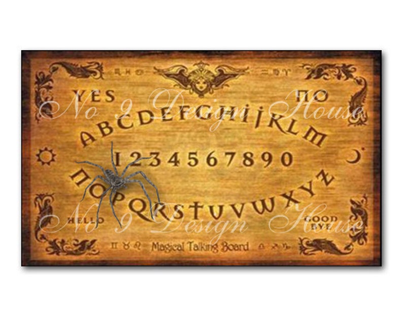 photograph regarding Printable Ouija Board known as Printable Ouija Board Electronic Down load Common Halloween Ouiji Board Picture, Printable Halloween Present Tags, ACEO ATC, Halloween Collage