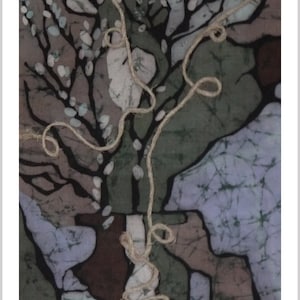 Impresión de pintura de jarrón. Pintura abstracta de jarrón. Pintura de ramas de árboles. Póster de jarrón. Pintura de ramas de primavera en jarrón. Póster de pintura batik.