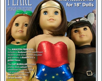 L&P 1054: Superheroes! Cosplay Costumes and Accessories Pattern for 18 inch dolls such as American Girl — for comic and sci-fi loving dolls