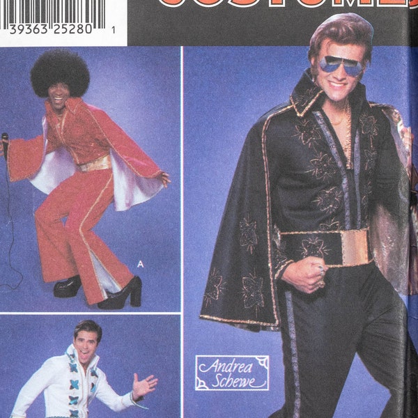 S9916 | sz 40-44 | Simplicity 9916 Men's 70s Style 1970s Jumpsuit & Cape Costume Pattern: Elvis, Stevie Wonder, Michael Jackson Five