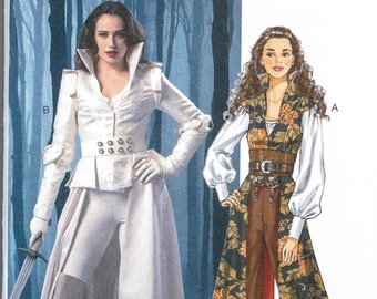 M6819 | sz 6-14 | McCall's 6819 Warrior Princess Space Pirate Fantasy Costume Sewing Pattern: Anime Cosplay Long Coat, Top, Corselet, Belt