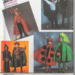 May include: Simplicity pattern 7470 for children's costumes. The pattern includes instructions for making a devil, ladybug, frog, and other costumes. The pattern is for sizes small to large.