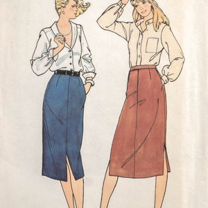 B6759 | Size 16 | Butterick 6759 1970s 70s Misses Sewing Pattern: Slim Pencil Skirts, Darts, Waistband, Pockets, Back Zipper, Side Slits