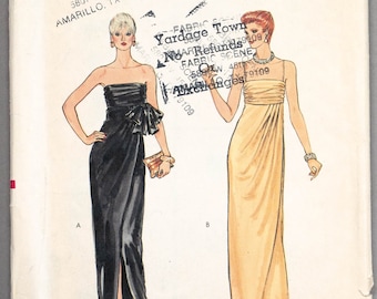 V8304 | sz 8 | Vogue 8304 Early 80s Misses Special Occasion Dress Evening Gown Sewing Pattern: Grecian Column, High Empire Waist, Strapless