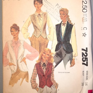 May include: Vintage McCall's sewing pattern envelope featuring illustrations of vests and blouses. The envelope shows four different vest styles, with the text "MADE-FOR-YOU" and the price $2.50.