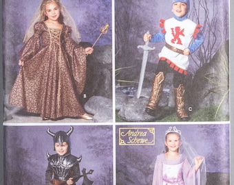 S5520 | size 3-4-5-6-7-8 | Simplicity 5520 Child Girl Boy Unisex Medieval Fantasy Costume Sewing Pattern: Dress, Gown, Tunic, Helmet, Armor