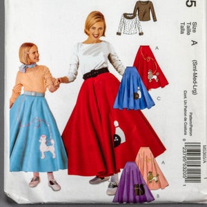 M5365 | Sml-Lrg |  Easy Stitch N Save by McCall&#39;s 5365 Misses 1950s 50s Costume Sewing Pattern: Boat Neck Top Poodle Circle Skirt Appliques