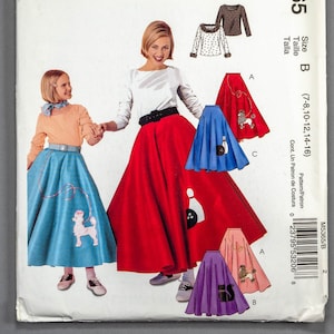 M5365 | child sizes 7-16 | Stitch N Save by McCall&#39;s 5365 Girls Children 50s Costume Sewing Pattern: Boat Neck Top, Poodle Skirt, Appliques