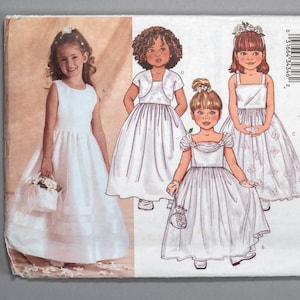 B3351 | sz 2-3-4-5 | Butterick 3351 Girls Kids Child Toddler Sewing Pattern Special Occasion Party Flower Girl Dress, Bolero Jacket, Drape
