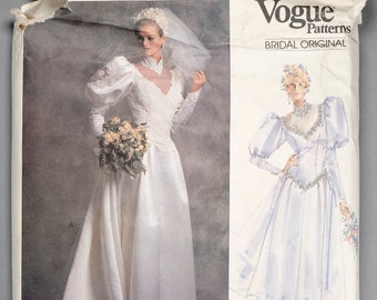 Vintage Vogue Bridal Original 2178 Misses 80's Wedding Gown