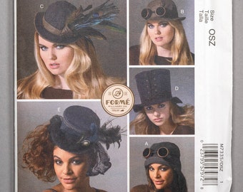 M7335 | 4 sizes | McCalls 7335 Misses' Steampunk Victorian Costume Cosplay Accessories Sewing Pattern: Top Hat, Aviator Hood, Bonnets, Hats