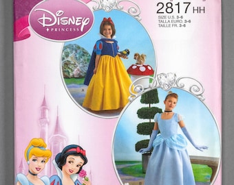 S2817 | sz 3-6 | Simplicity 2817 Child Toddler Girls Disney Princess Snow White Cinderella Costume Sewing Pattern Theme Park Animated Movie