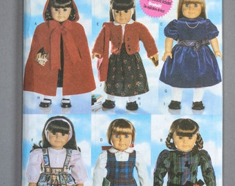 B5587 | 18 inch doll | Butterick 5587 Sewing Pattern for 18" Doll Clothes Vintage Wardrobe: Dress, School Jumper, Top, Cardigan, Cape, Hood