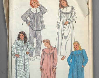 S8914 | MD (14-16) | Simplicity 8914 80s Misses Womens Nightgown, Pajamas, Robe Pattern: Granny Gown, Prairie Style, Cottagecore, Yoke, Cozy