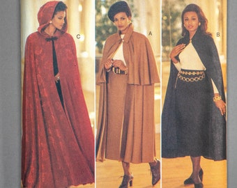 B3084 | szs 18-22 | Butterick Essence Collection 3084 Misses Flared, Lined Cape & Straight Skirt Sewing Pattern: Hood Collar Capelet Options
