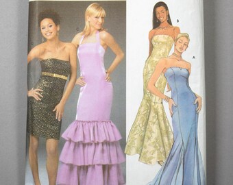 S5095 | szs 12-18 | Simplicity 5095 Evening Gown Prom Bridal Formal Bridesmaid Dress Sewing Pattern: Halter, Strapless, Mermaid, Ruffles